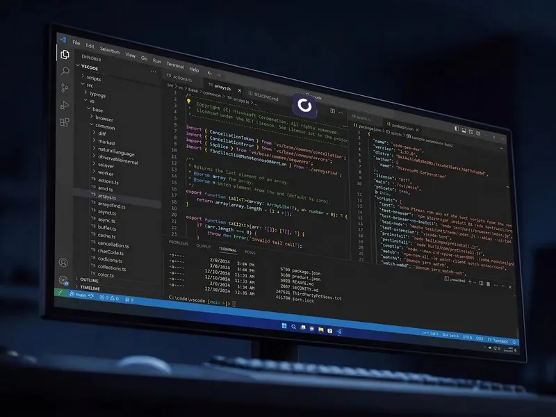 Visual Studio Code with a project open on a Shadow PC
