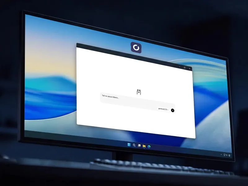 The Ollama app on the Windows desktop of a Shadow PC