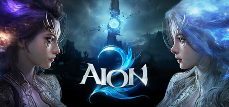AION 2 logo between an Elyos and an Asmodian