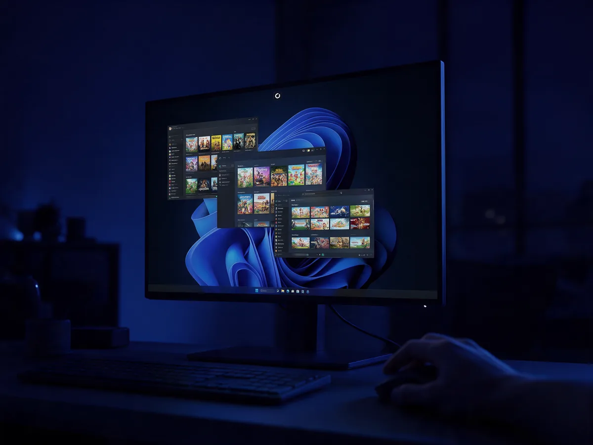 A Windows desktop with several game launchers open
