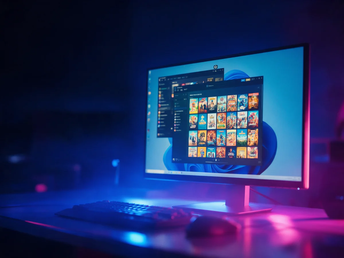 A Windows desktop on Shadow PC with a game launcher library open